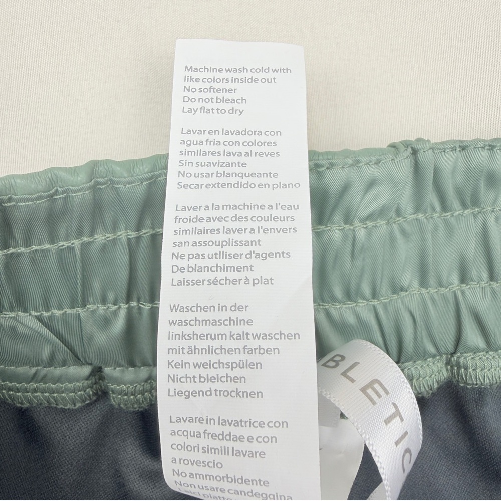 Fabletics Vegan Leather Women's High Waist Smoke Green Shorts - Picture 10 of 11